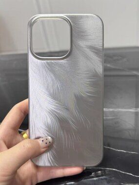 Brushed Silver Feather iPhone Case